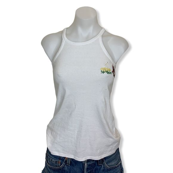 Enza Costa Recycled Rib Reverse Racer Tank White